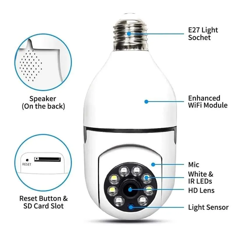 360° WiFi Bulb Camera / Panoramic Wireless Light Bulb Security Camera - Image 2