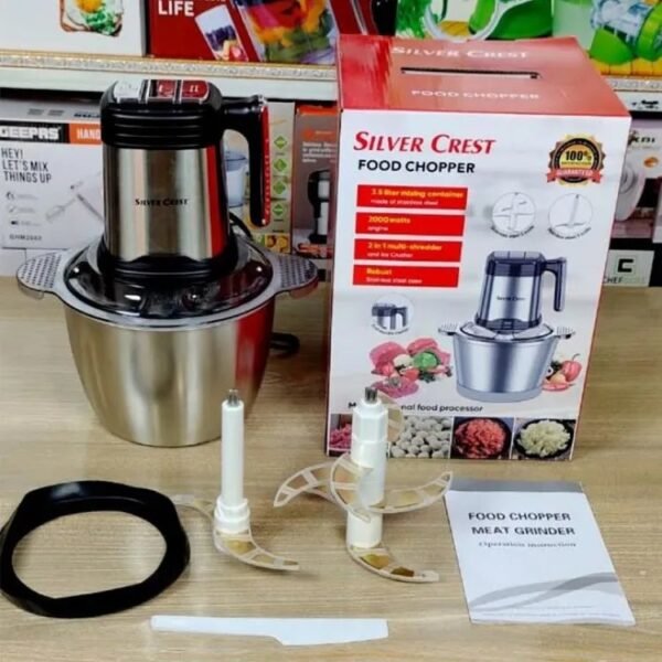 Silver Crest 3-in-1 & 4-in-1 Stainless Steel Electric Food Mixer Grinder (Standard & 2L Large Capacity) - Image 3
