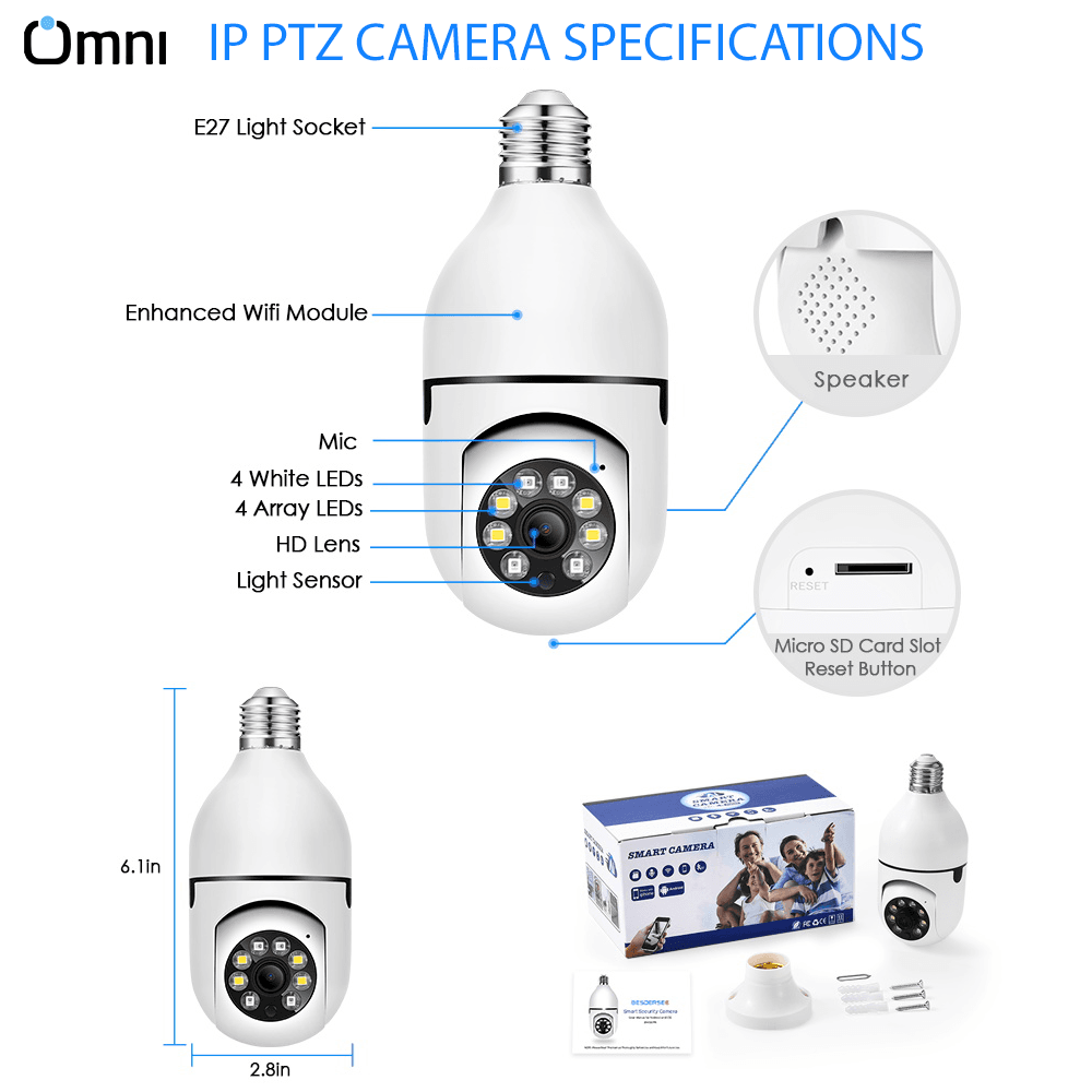 360° WiFi Bulb Camera / Panoramic Wireless Light Bulb Security Camera - Image 5
