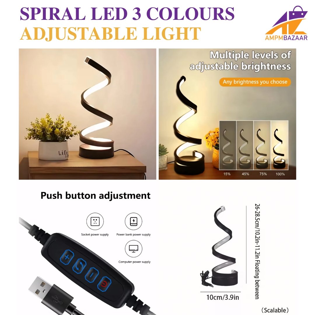 Spiral LED 3 Colours Adjustable Light