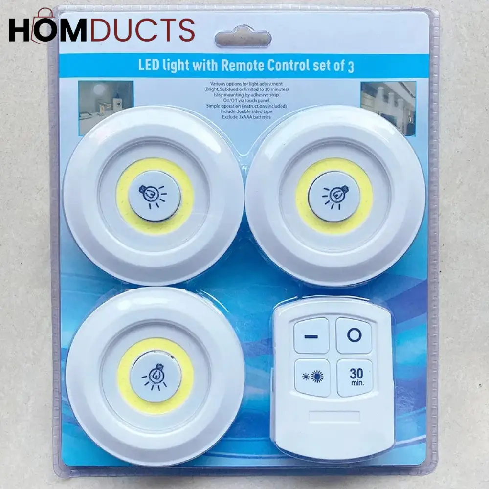 3 Piece Tap LED Light with Remote Control (Cell Operated) - Image 3